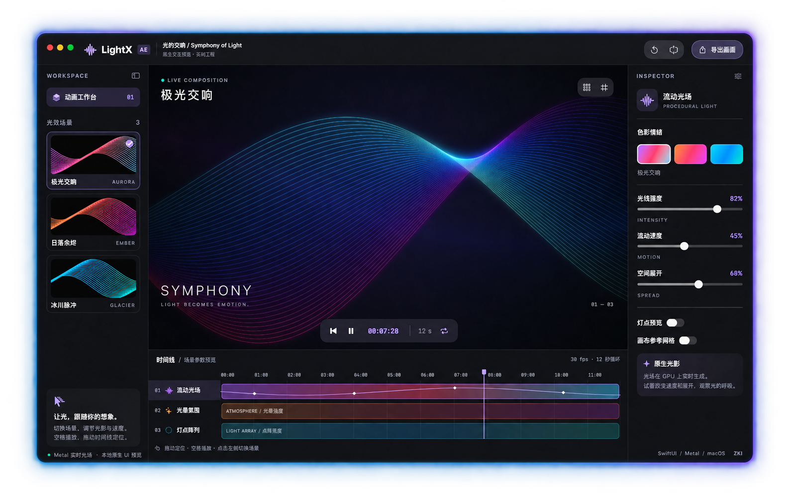 LightX · Native Mac interface presentation